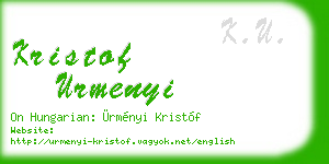 kristof urmenyi business card